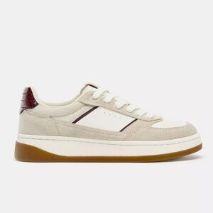 Zara NWT -Sold Out- Neutral Suede Sneakers Beige White Gum Sole EU 39